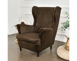 Hoes voor oorfauteuil, plaids voor fauteuils, hoezen voor oorfauteuils (Koffiebruin)