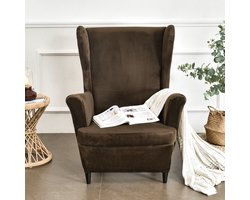 Hoes voor oorfauteuil, plaids voor fauteuils, hoezen voor oorfauteuils (Koffiebruin)