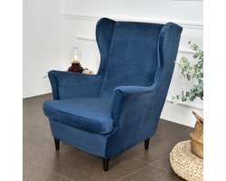 Hoes voor oorfauteuil, plaids voor fauteuils, hoezen voor oorfauteuils (Navyblauw)