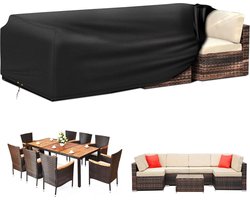 Hoes voor tuinmeubelen, beschermhoes met waterdichte, winddichte, 420D Oxford stof, tuintafelhoezen, terrastafelhoes, rotan meubelhoezen, 240 x 140 x 90 cm
