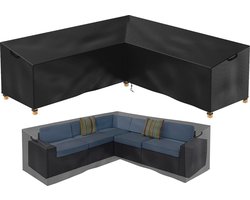 Hoes voor tuinmeubelen V-vorm, tuinmeubelhoes lounge cocktailstoel rotan bankhoes beschermhoes tuinmeubel waterdicht 600D verlengt de levensduur van meubels (254x254x85x80cm)