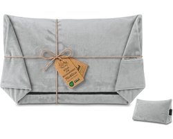 Hoes voor wigkussen/rugkussen van fluweel, 70 cm breed – overtrek voor leeskussen voor bed, bank en sofa; groot bankkussen en wandkussen; leeskussen/steunkussen voor rugleuning Oeko-Tex Grijs