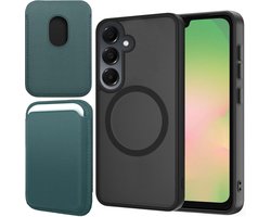 Hoesje + Pasjeshouder geschikt voor Samsung Galaxy A16 - Portemonnee geschikt voor MagSafe - Magnetisch - Pasjes Houder - Creditcardhouder - Turqoise