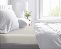 Hoeslaken 100% Katoen-Satijn voor Standaard Matrassen tot 30cm, Zacht en Kreukvrij, Tweepersoons 180 x 200 cm, Creme
