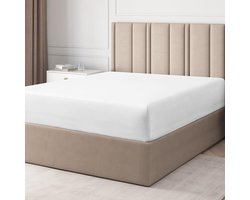 Hoeslaken 135x190cm 100% Katoen Beddengoed - Matrassen tot 30 cm Hoogte - 400 Draadtelling - OEKO-TEX Gecertificeerd - Wit Kleur matrasovertrek