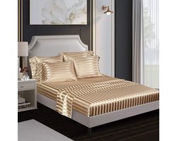 Hoeslaken 160 x 200 cm Satijn Glanzend - Zijdezacht Beddengoed voor Hoge Matras tot 30 cm