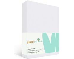 Hoeslaken 90x200 - Katoen jersey - Hoekhoogte 30cm - Elastiek rondom - Wit