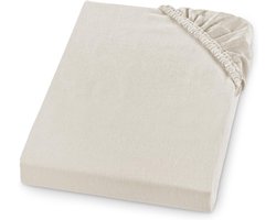 hoeslaken, flanel, Made in Germany, 100% katoen, elastiek rondom, matrassen tot 23 cm hoog, elastiek rondom, wasbaar tot 60 graden, 90 x 200, crème