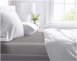 Hoeslaken Katoen Satijn - Zacht Kreukvrij Laken - Comfortabel Slapen - Perfecte Pasvorm Matras - 180x220cm Matras - Grijs