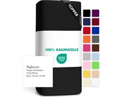 Hoeslaken - Katoen - Stretch - Topper - 160x200cm - Zwart