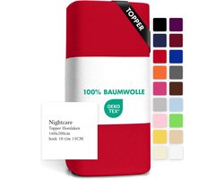 Hoeslaken - Katoen - Stretch - Topper - 180x200cm - Rood