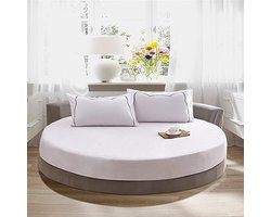 Hoeslaken Katoen voor Eenpersoons, Tweepersoons, Super Kingsize, Zacht Effen Kleur Rond Bed Hoeslaken Wasbaar, Gemakkelijk Te Onderhouden, voor Thema Hotel (180 x 180 + 25 cm, Wit)