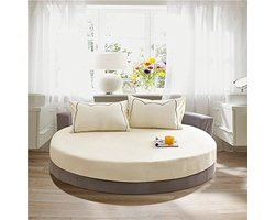 Hoeslaken Katoen voor Eenpersoons, Tweepersoons, Super Kingsize, Zacht Effen Kleur Rond Bed Hoeslaken Wasbaar Gemakkelijk Te Onderhouden voor Thema Hotel (200 x 200 + 25 cm, Beige)