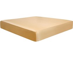 Hoeslaken satijn laken 200x200 cm goudkleurig met elastische band - geschikt voor matrassen tot 35 cm dik
