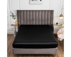 Hoeslaken Satijn voor Matras tot 30cm Hoog - Zwart 120x200cm