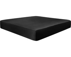 Hoeslaken Satijn Zwart 180x200 cm - Extra Diep voor Matrassen tot 35 cm