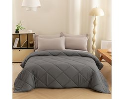 Hoesloos Dekbed - 140x200cm – Wasbaar, Ademend en Zacht – Antraciet