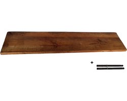 Hoexs - Boekenplank Mangohout + blinde plankdragers - 50x19cm - muurplank - Plank aan de Muur - Industrieel - Wandplank - Loft - Landelijk - Mango - Decoratie