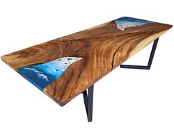 Hoexs Design Epoxy Tafel - 260x100cm – Massief Hout & Resin – Rivier eettafel – Voor Eetkamer of Woonkamer