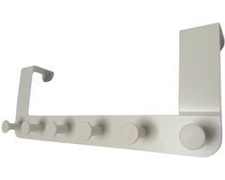 Hoexs Deurkapstok Wit – 6 Haken – Deurhanger voor Kleding en Handdoek