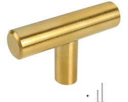 Hoexs Gouden Meubelknop Rond 5 cm – Inclusief Bevestigingsbouten – Gouden Handgreep van Metaal – Kastknop