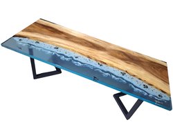 Hoexs Handgemaakte Epoxy Eettafel – 210x80cm - Resin Tafelblad – Uniek & Duurzaam – Industrieel Wonen - River Table