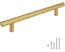Hoexs Handgrepen Keukenkastjes 20 cm Goud – Hartafstand 128 mm - Ronde Handgreep – Handgreep van Metaal