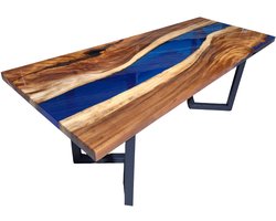 Hoexs Moderne Epoxy Tafel - 200x80cm – Hout & Resin – Ideaal als Eettafel of Woonkamer Tafel