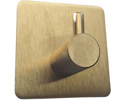 Hoexs Plakhaak Goud – Wandhaak zonder Boren - RVS Zelfklevend - Voor Jassen, Handdoeken & Tassen - Waterbestendig & Modern Design