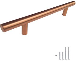 HOEXS Ronde Handgreep Rose Goud – 20cm | 128mm Hartafstand – Moderne Keukengreep Rose Gold