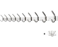 Hoexs Wandkapstok 20 haken - 78cm - RVS - Kapstok Inclusief bevestigingsmateriaal - Kapstokken - Muurkapstok