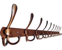 Hoexs Wandkapstok 30 haken - Brons - 96cm - Inclusief bevestigingsmateriaal - Kapstokken - RVS Kapstok