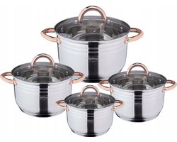Hoffner 8-delige RVS pannenset met koperen handvat