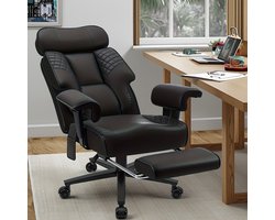 HOFFREE XXL Bureaustoel tot 227 kg – Big & Tall Directiestoel met Brede Zitting, Kunstleer, Verstelbare Lendensteun, Ergonomische Draaistoel – Zwart