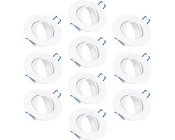HOFTRONIC - 10X Balos GU10 inbouwspots Wit - 22mm inbouwdiepte Lage inbouwdiepte - Zaagmaat 75-85mm - Kantelbare Spotjes plafond - IP20 voor woonkamer, slaapkamer en gang