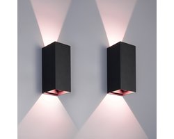 HOFTRONIC - 2x Miles S Smart Wandlampen - IP65 Waterdicht - RGB + WW - 16,5 miljoen kleuren - Ble + WiFi - Up and Down - Google Home, Amazon Alexa en Siri