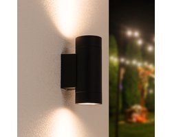 HOFTRONIC Cali - LED Wandlamp - Zwart - IP65 Waterdicht - Exclusief lichtbronnen - Moderne muurlamp - Up down light - Geschikt als Wandlamp Buiten, Wandlamp Badkamer en Binnen - Gevellamp - 3 jaar garantie