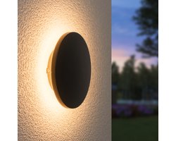 HOFTRONIC - Casper LED Wandlamp buiten Ø 135mm - Zwart - Rond - 6 Watt 660 lumen - IP54 muurlamp voor buiten en binnen - Tuinverlichting - Badkamer wandlamp - 3 jaar garantie