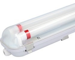 HOFTRONIC - Dubbel LED TL Armatuur 150cm - IP65 Waterdicht - Flikkervrij - koppelbaar - 4000K Neutraal wit licht - 60W 10500lm (175lm/W) - Vervangt 260 Watt - T8 (G13) fitting - incl 2 LED buizen