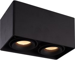 HOFTRONIC Esto - Plafondspot Zwart Opbouw Dubbel - Kantelbaar en Dimbaar - Verwisselbare GU10 Spost - 6000K Daglicht wit - 10 Watt 800 Lumen - 187x94x105 mm - IP20 voor woonkamer, slaapkamer en gang - Plafondverlichting binnen