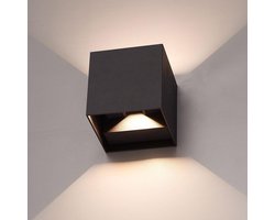 HOFTRONIC Kansas - Wandlamp Buiten - Up and Down light - Dimbaar - 6 Watt - 3000K Warm wit - IP65 waterdicht - Zwart - LED - Muurlamp - Instelbare Lichtbundels - Geschikt als wandlamp buiten, wandlamp badkamer en wandlamp binnen - 3 jaar garantie