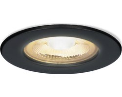 HOFTRONIC Nola - LED inbouwspot badkamer en buiten - Zwart - Dimbaar - Spotjes verlichting - Badkamerverlichting - IP65 Waterdicht - Rond Ø 53mm - 2700K Extra warm wit (sfeervol) - 5 Watt - 400 Lumen - Plafondspots