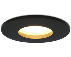 HOFTRONIC Porto - Badkamer inbouwspot LED - IP44 Waterdicht - Verwisselbare GU10 - Dimbaar - 5 Watt 450 Lumen - 2700K Warm wit - Aluminium mat zwart - Ronde plafondspot Ø 73 mm - Spotjes verlichting voor buiten en binnen