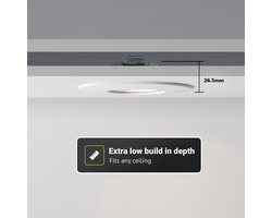 HOFTRONIC set van 10 dimbare LED inbouwspots rond – 6 watt 570 lumen – CCT instelbare lichtkleur 2700K 4000K 6000K – lage inbouwdiepte 25 mm – IP44 – wit kunststof – geschikt voor binnen en buiten badkamer woonkamer keuken