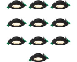 HOFTRONIC set van 10 prado dimbare led inbouwspots rond – 6 watt 570 lumen cct instelbaar 2700k 4000k 6000k – ip44 geschikt voor binnen en buiten – zwart kunststof – lage inbouwdiepte 25 mm – badkamer woonkamer keuken spotjes