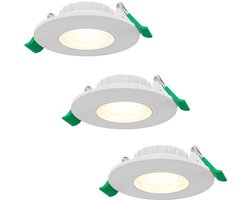 HOFTRONIC set van 3 dimbare LED inbouwspots rond – 6 watt 570 lumen – CCT instelbare lichtkleur 2700K 4000K 6000K – lage inbouwdiepte 25 mm – wit kunststof – IP44 – inbouwspots badkamer woonkamer keuken