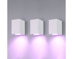 HOFTRONIC - Set van 3 Marion Smart Wandlampen binnen en buiten - Down (1 lichts) RGB+WW - GU10 4,5 Watt 350 Lumen - IP65 Waterdichte Buitenlamp - 16,5 miljoen kleuren - te bedienen met slimme assistent