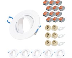 HOFTRONIC - Set van 6 Balos GU10 Inbouwspots Armaturen - kantelbaar - onderhoudsvrij aluminium - inbouw armaturen - Wit - Geschikt voor alle GU10 spots