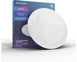 HOFTRONIC Slimme Plafondlamp Rond Ø29.5cm Frameless - Slimme Plafonniere 24W 2400lm - RGBWW 16,5 miljoen kleuren - WiFi + Bluetooth - Dimbaar - Woonkamer, Gang en Slaapkamer - Bedienbaar via stem - IOS & Android