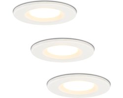 HOFTRONIC Venezia - Set van 3 LED inbouwspots Wit - IP65 waterdicht - Dimbaar - 6 Watt 600 lumen - Met lichtbron - 2700K Warm wit licht - Zaagmaat 65mm - inbouwdiepte 45mm - Geschikt voor badkamer, woonkamer, veranda en carport - 3 jaar garantie